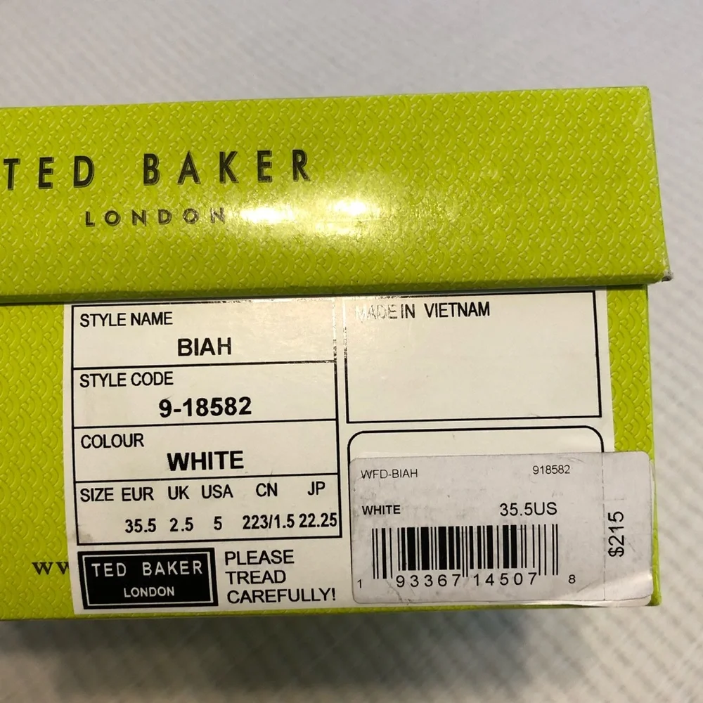 Ted Baker Biah White Studded Block Heeled Sandal (Size: 35.5; US 5)